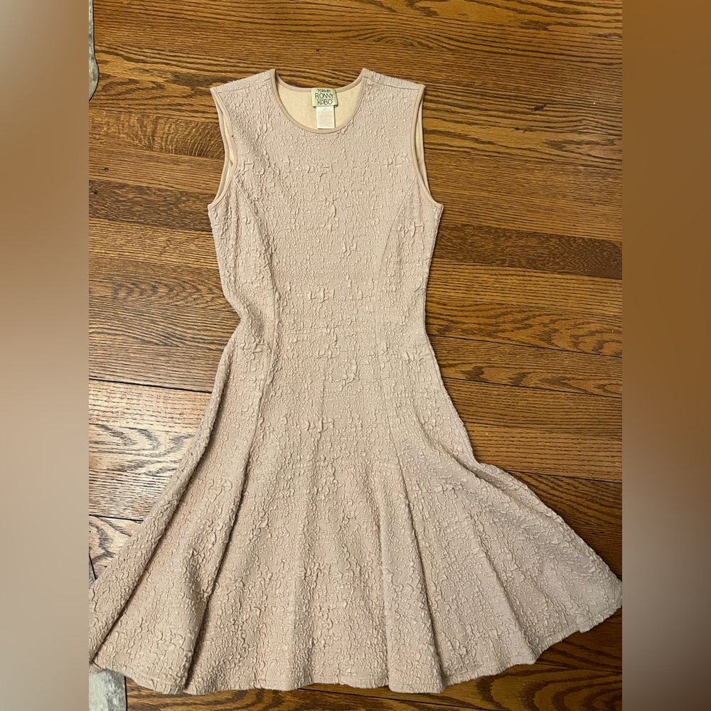 Torn by Ronny kobo flare and textured nude color dress - size small